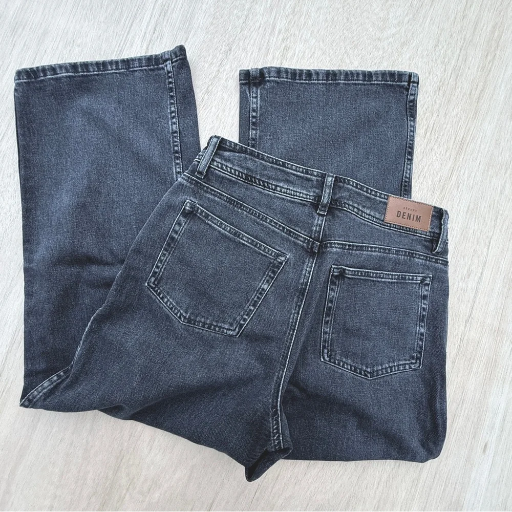 Sezane Le Crop Grey Denim Wide Leg Jeans Size 40 (8/10) Hi Rise Parisian Chic - Picture 6 of 8